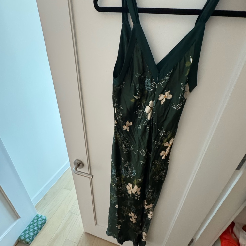 Reformation Green Flower Silk Dress - Picture 3 of 6